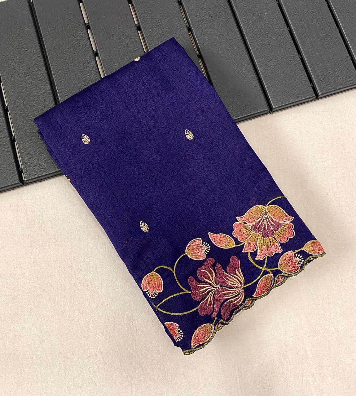 Kayatri New Elegant Tussar Silk Saree with Contrast Embroidery and Full Work Blouse