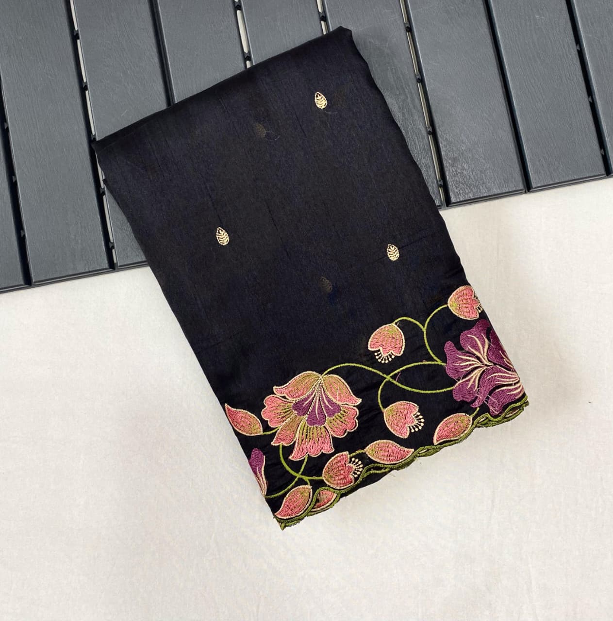 Kayatri New Elegant Tussar Silk Saree with Contrast Embroidery and Full Work Blouse