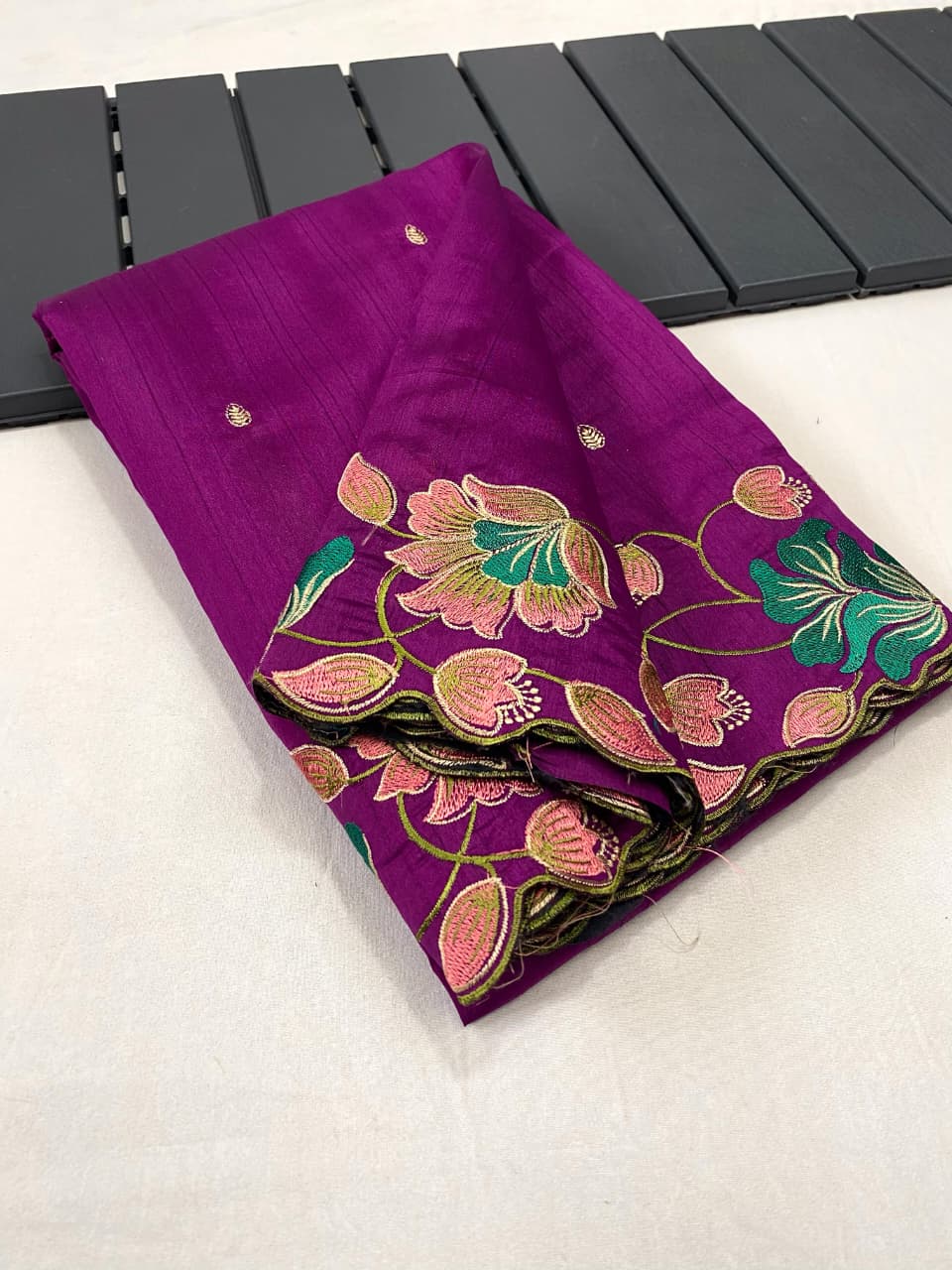 Kayatri New Elegant Tussar Silk Saree with Contrast Embroidery and Full Work Blouse