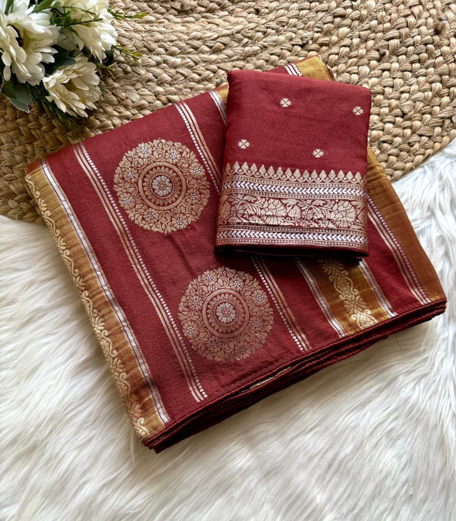 Kayatri New Classic Chinya Tissue Nylon Viscose Saree with Elegant Rich Pallu