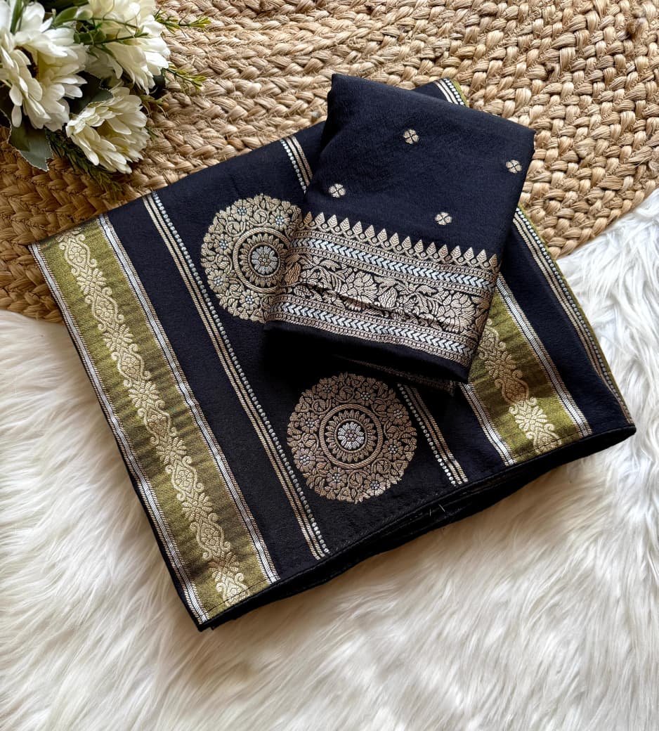 Kayatri New Classic Chinya Tissue Nylon Viscose Saree with Elegant Rich Pallu