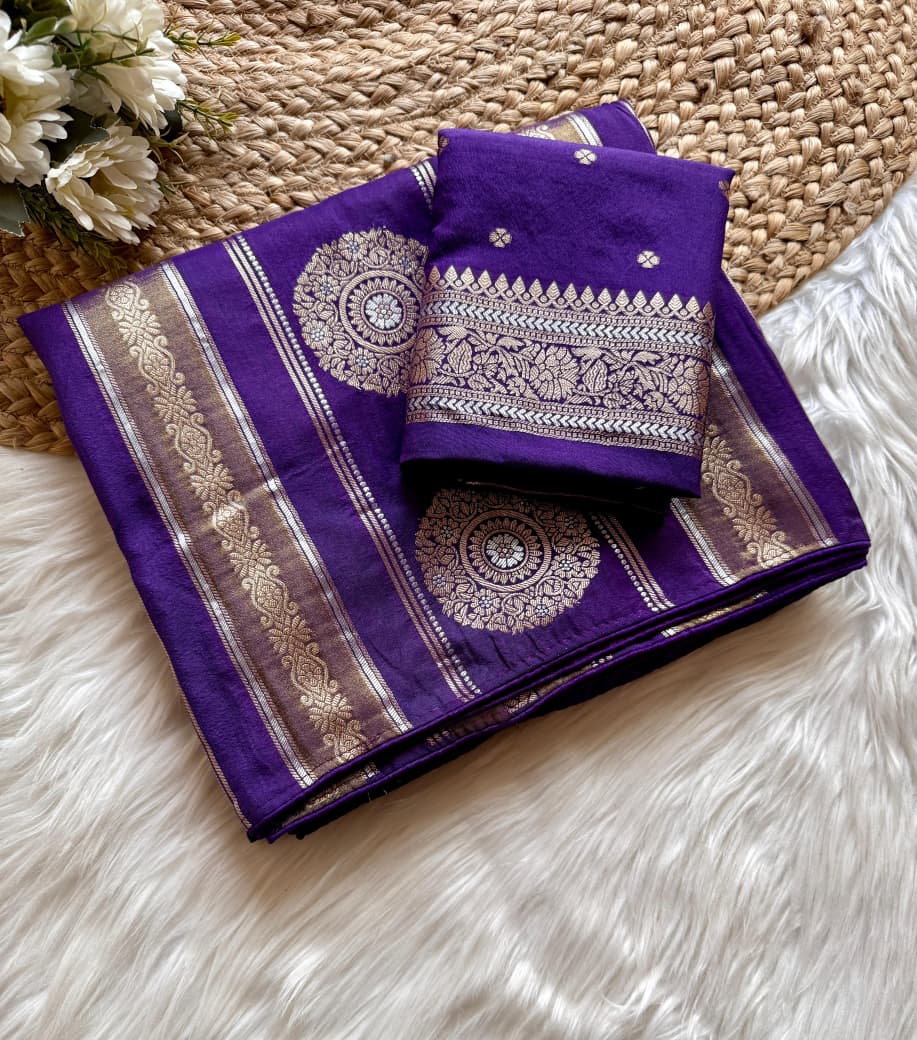 Kayatri New Classic Chinya Tissue Nylon Viscose Saree with Elegant Rich Pallu