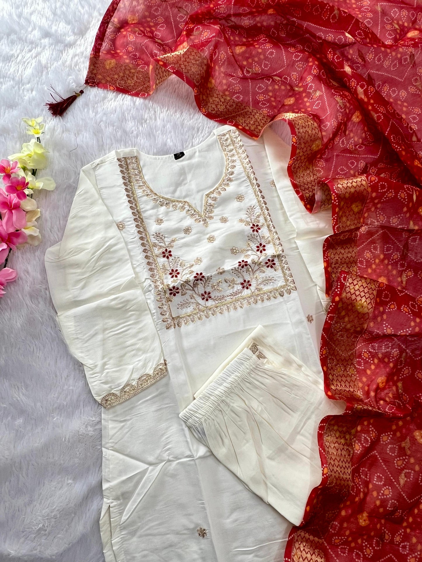 Kayatri New Designer Roman Silk Kurti with Sequence Embroidery Matching Pants