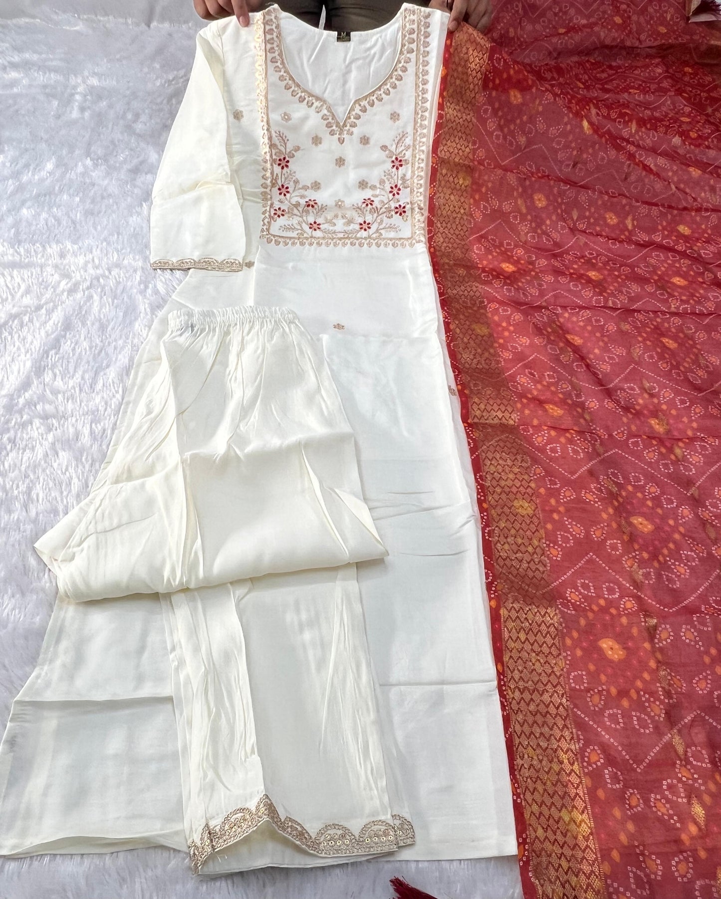 Kayatri New Designer Roman Silk Kurti with Sequence Embroidery Matching Pants