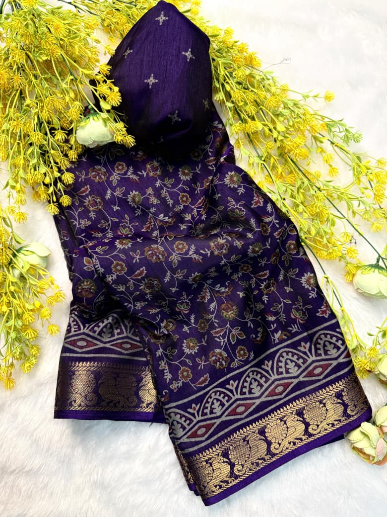 Kayatri New Traditional Pen Kalamkari Black Dola Silk Saree with Zari Weaving