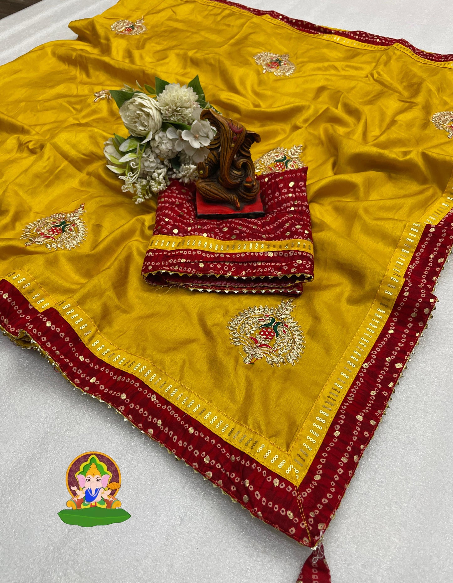 Kayatri New Trendy Vichitra Silk Saree with Dori Buta, Bandhani Print Sequin Work