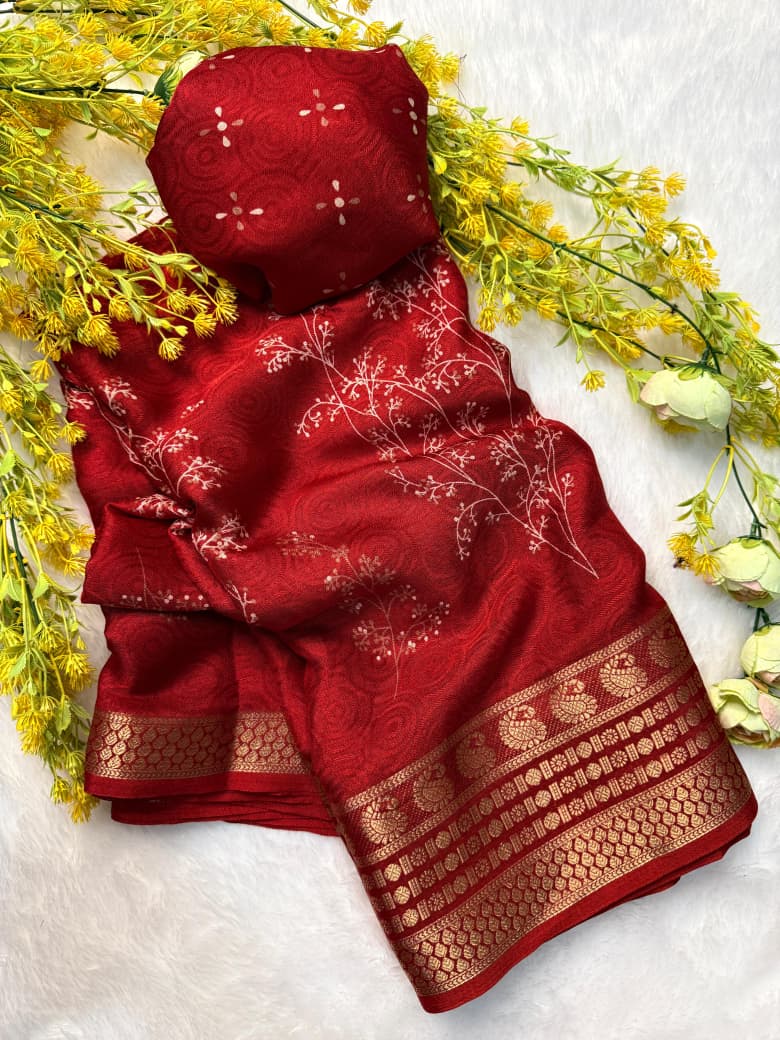 Kayatri New Festive Wear Marsh Melon Saree with Self Jacquard Design