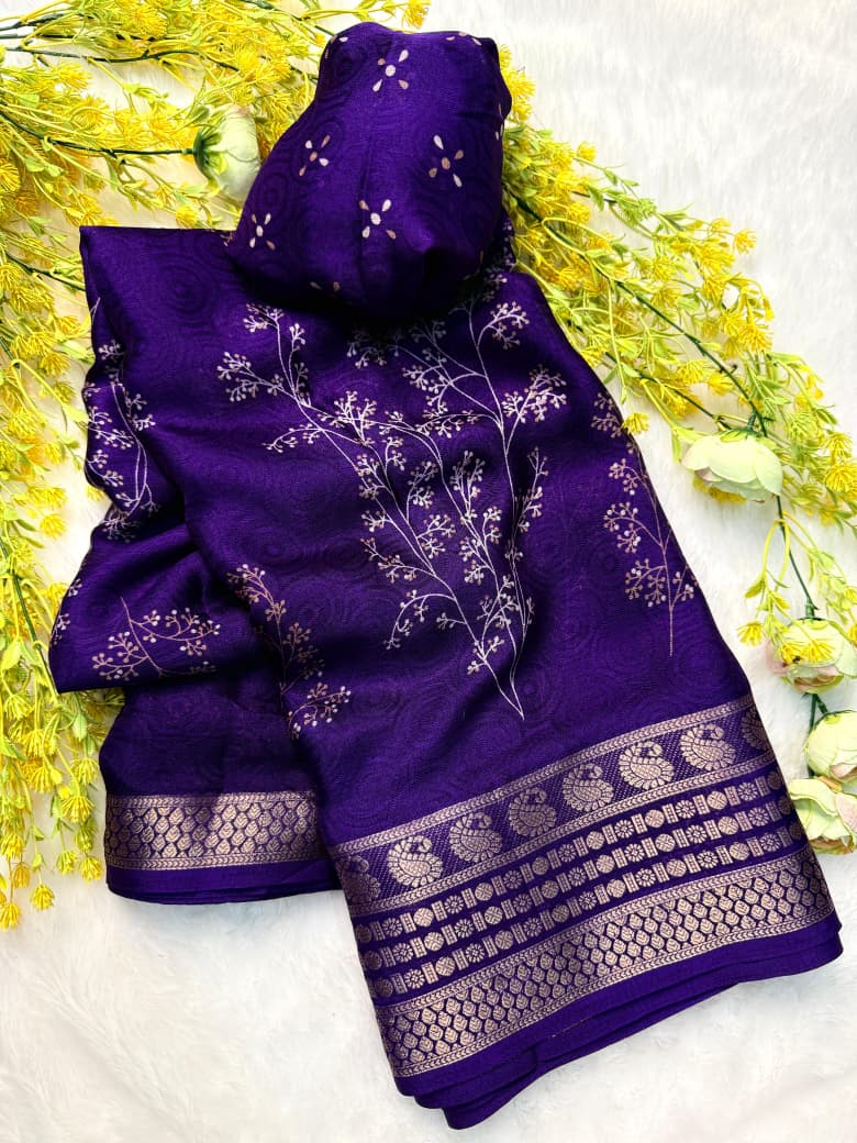 Kayatri New Festive Wear Marsh Melon Saree with Self Jacquard Design