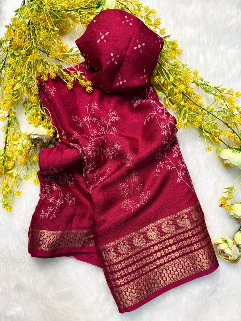 Kayatri New Festive Wear Marsh Melon Saree with Self Jacquard Design