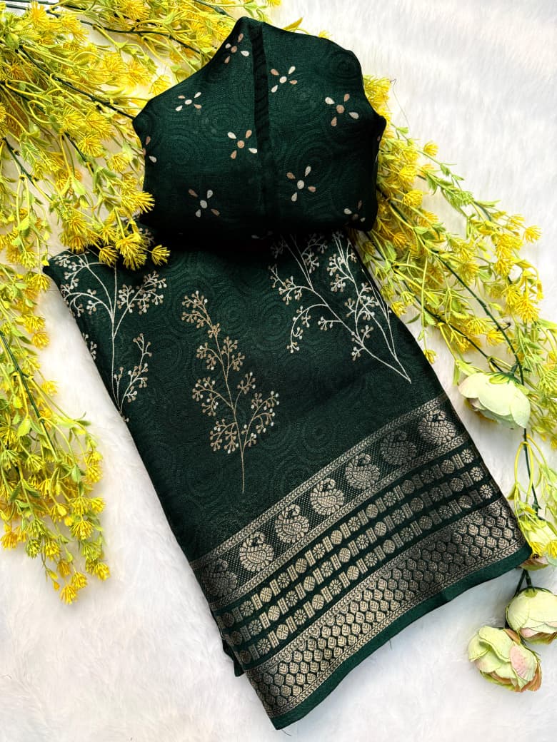 Kayatri New Festive Wear Marsh Melon Saree with Self Jacquard Design
