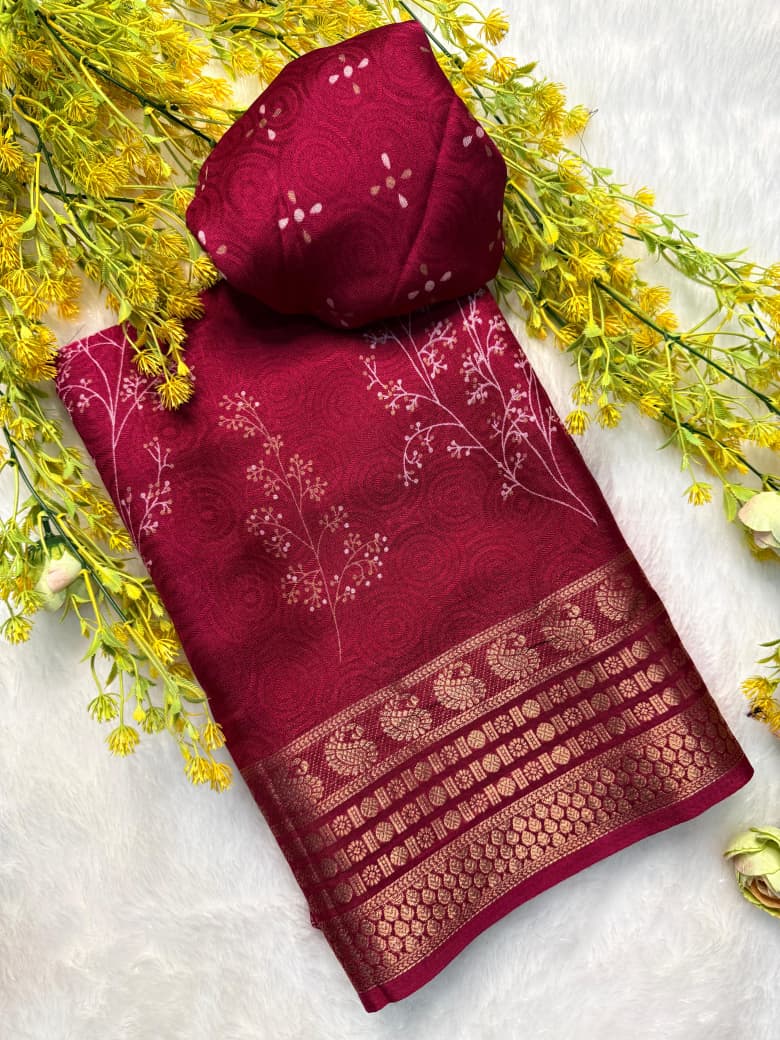 Kayatri New Festive Wear Marsh Melon Saree with Self Jacquard Design