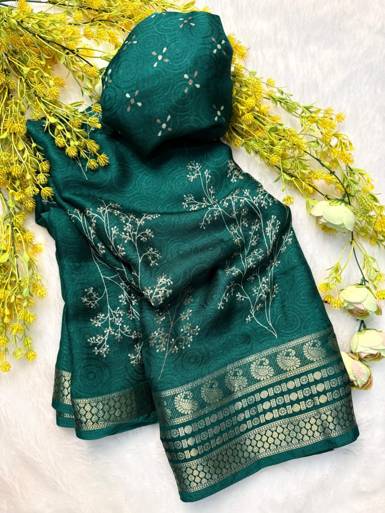 Kayatri New Festive Wear Marsh Melon Saree with Self Jacquard Design