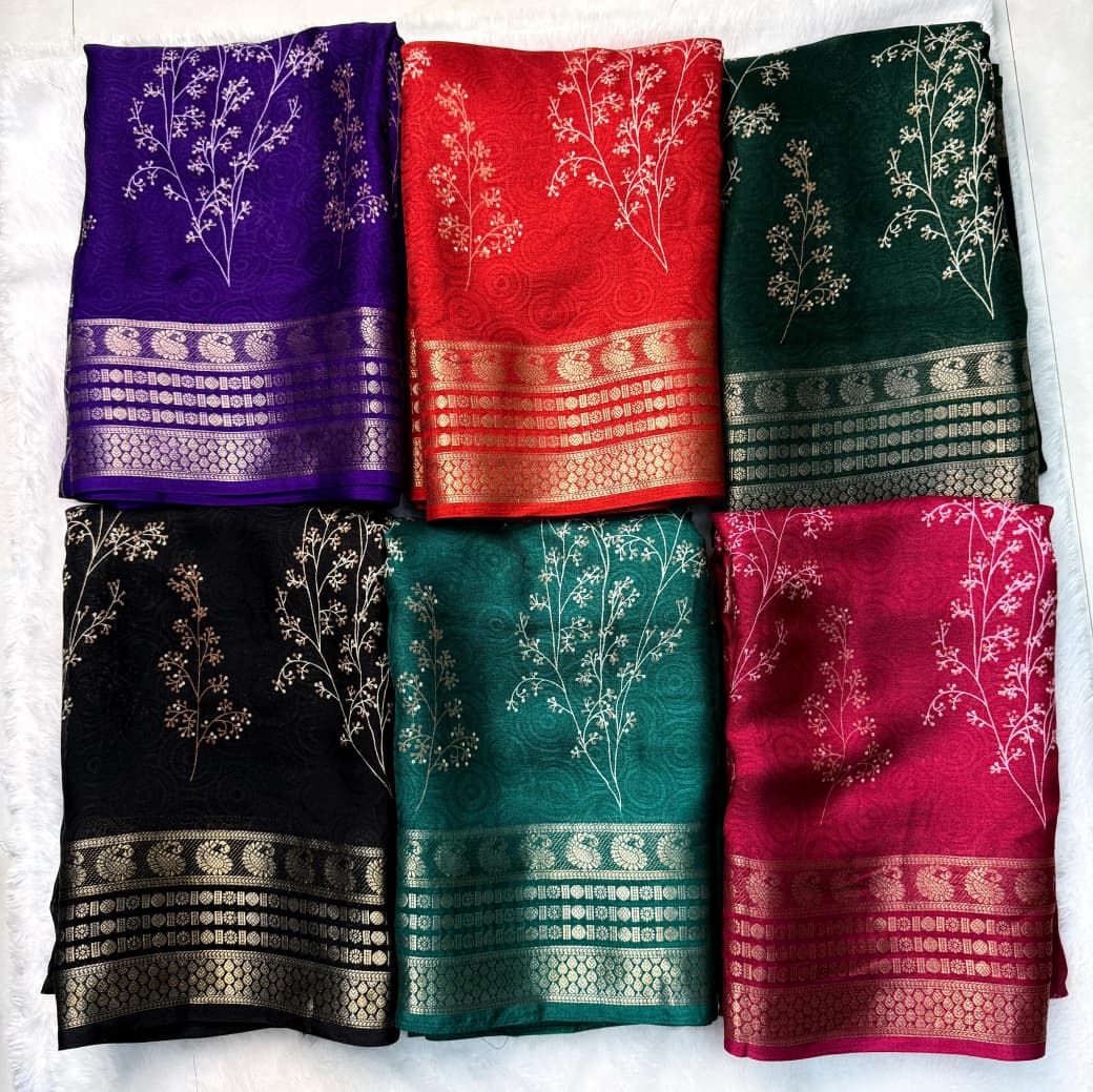 Kayatri New Festive Wear Marsh Melon Saree with Self Jacquard Design