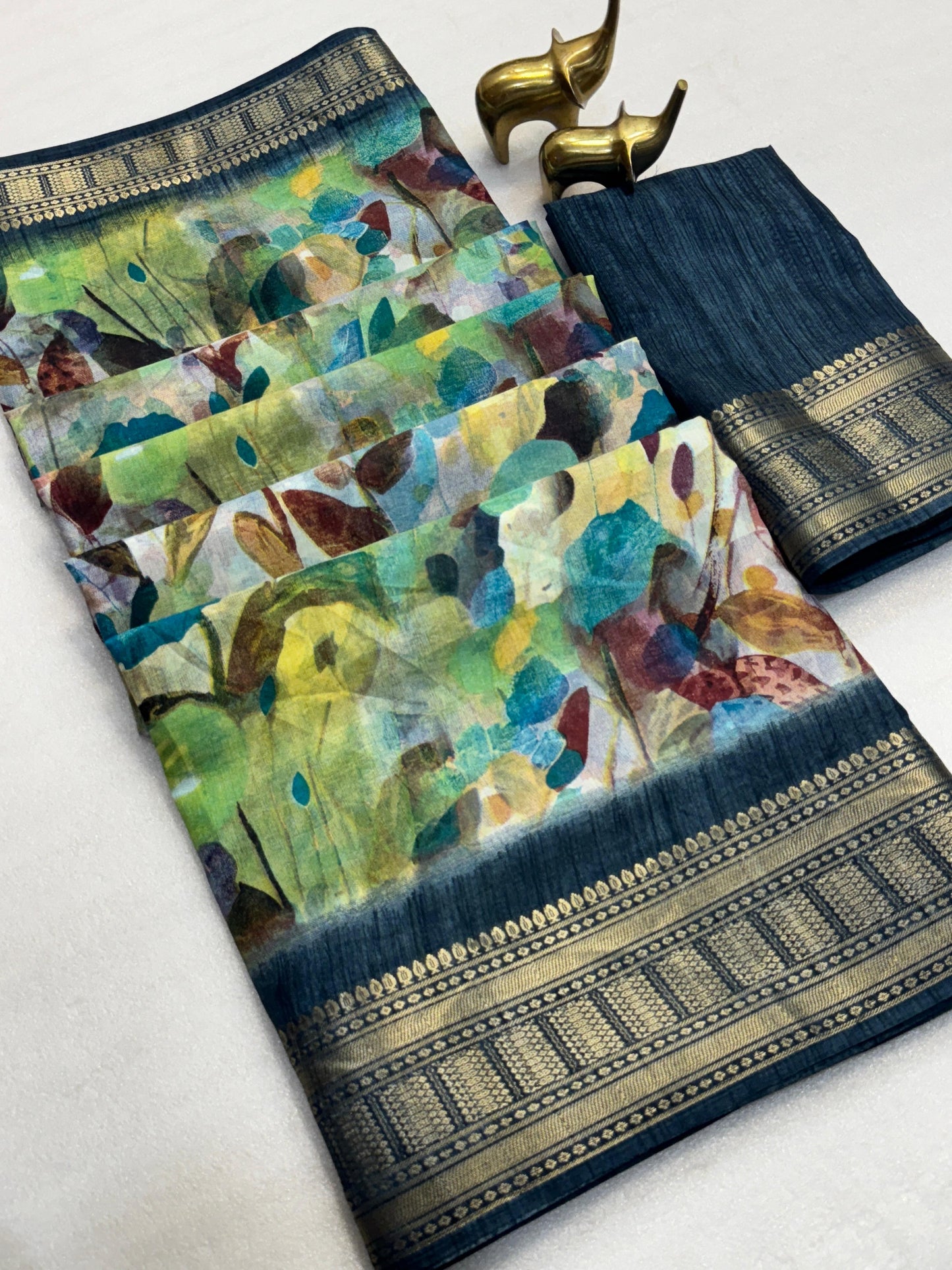 Kayatri New Lightweight Dola Silk Saree with Floral Print Zari Border