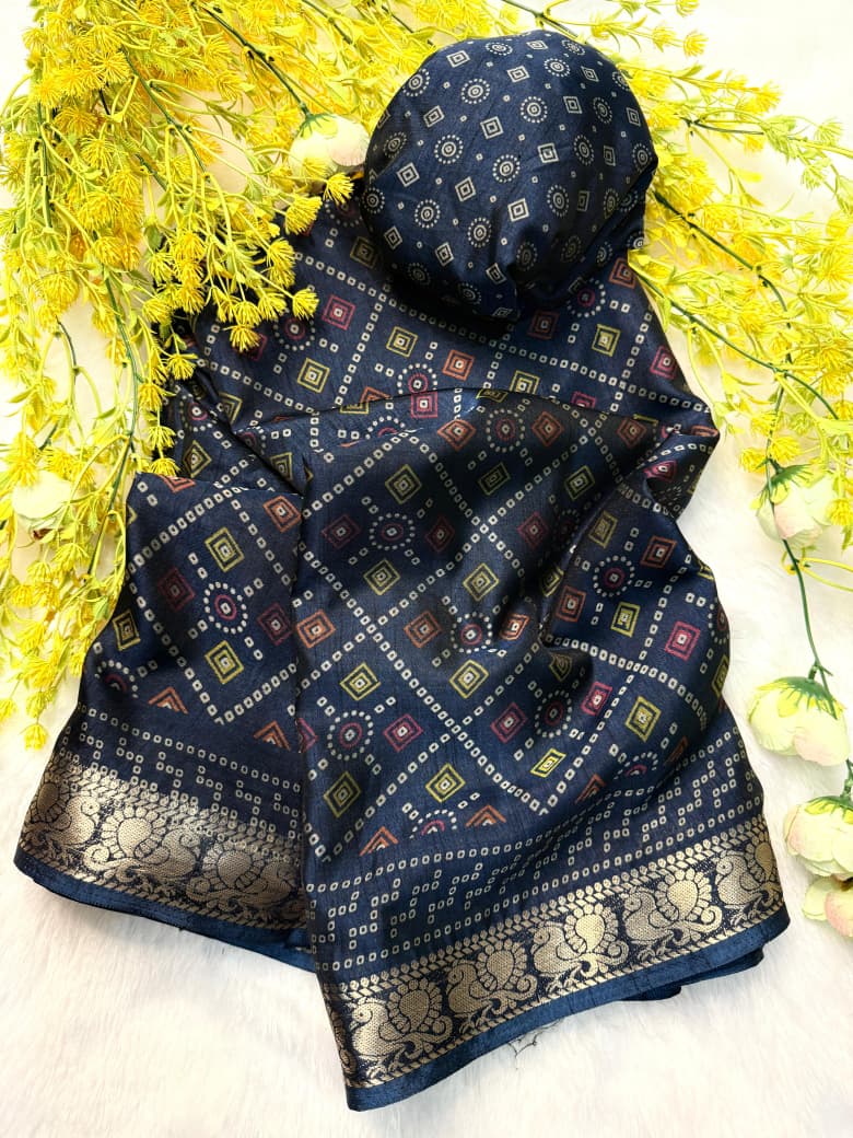 Kayatri New Traditional Pen Kalamkari Black Dola Silk Saree with Zari Hamsa Border