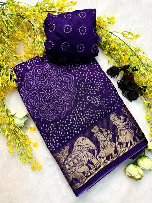 Kayatri New Classic Dola Silk Crepe Crush Saree with Floral Touch