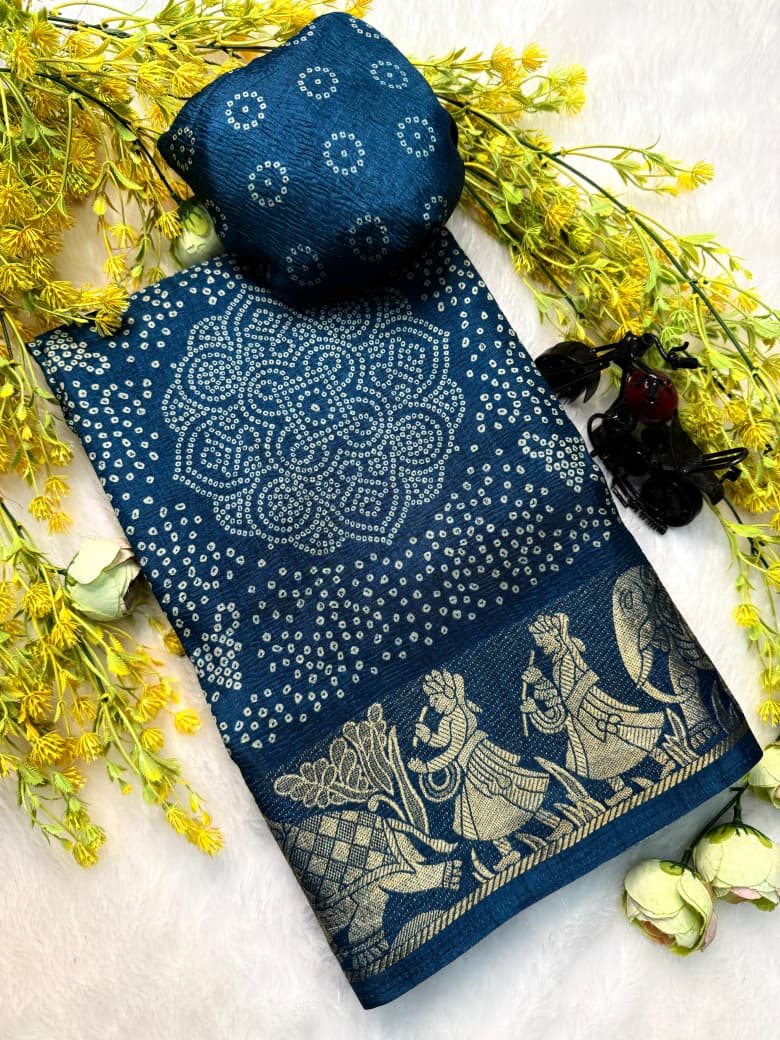 Kayatri New Classic Dola Silk Crepe Crush Saree with Floral Touch