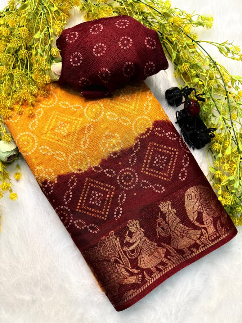 Kayatri New Classic Dola Silk Crepe Crush Saree with Floral Touch