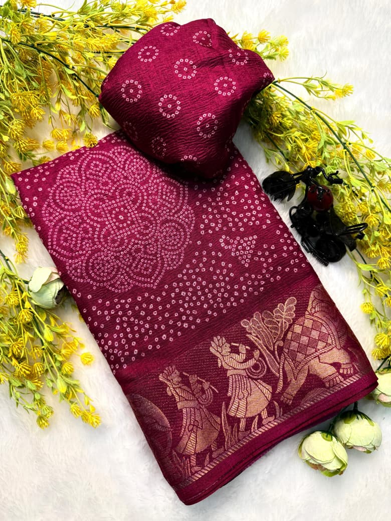 Kayatri New Classic Dola Silk Crepe Crush Saree with Floral Touch