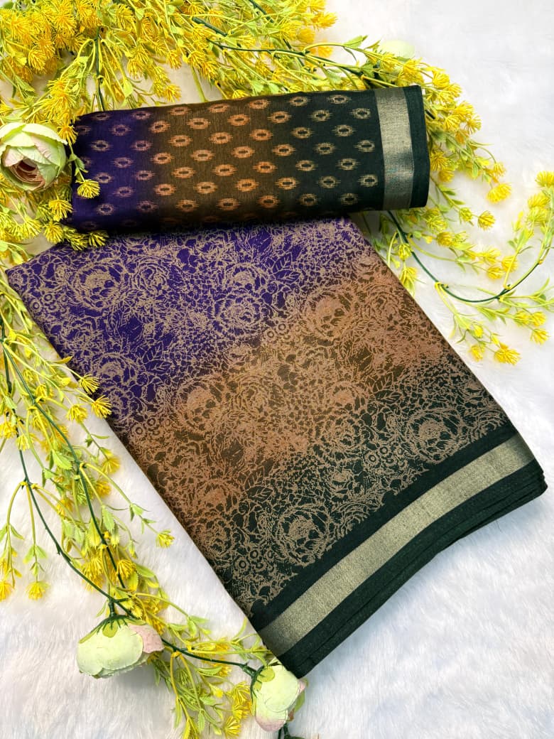 Kayatri New Classic Pen Kalamkari Kashmiri Cotton Silk Saree with Contrast Border