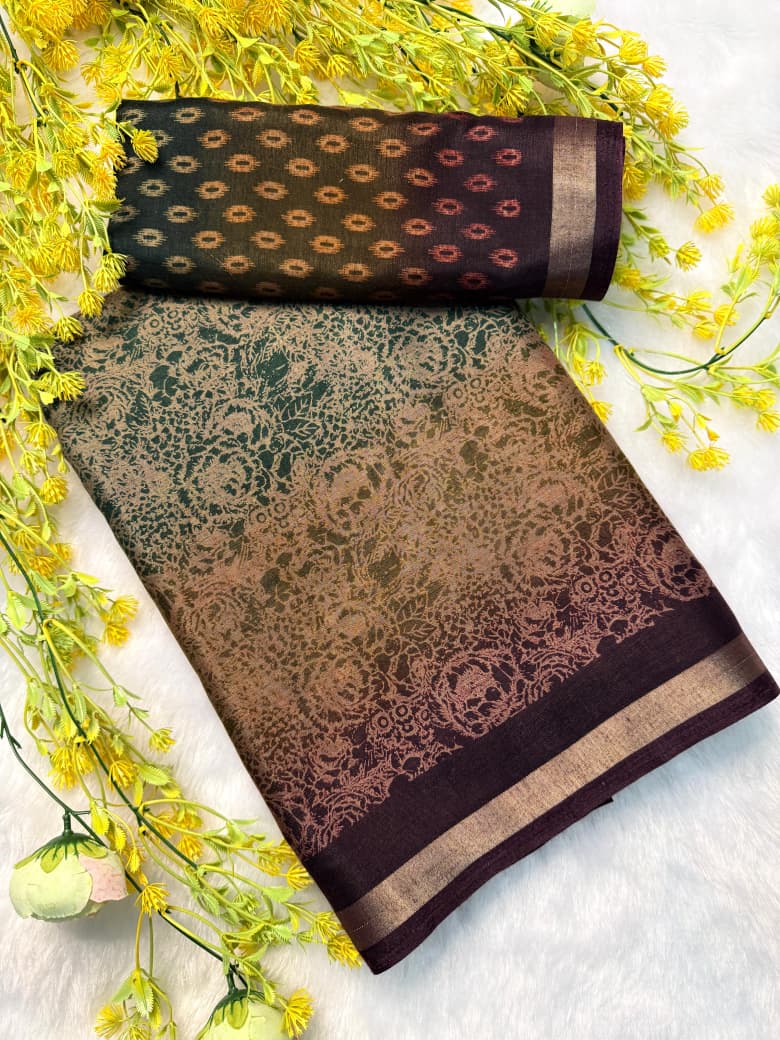 Kayatri New Classic Pen Kalamkari Kashmiri Cotton Silk Saree with Contrast Border