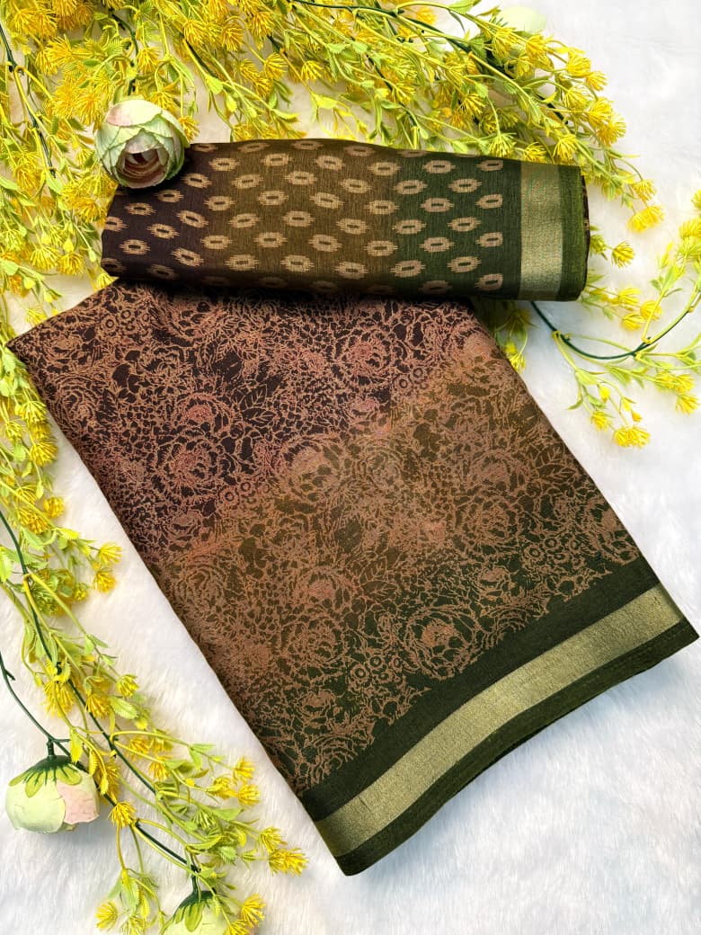 Kayatri New Classic Pen Kalamkari Kashmiri Cotton Silk Saree with Contrast Border