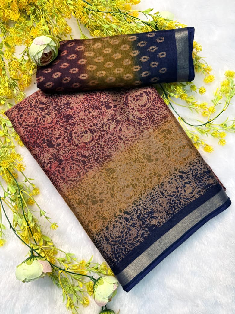 Kayatri New Classic Pen Kalamkari Kashmiri Cotton Silk Saree with Contrast Border