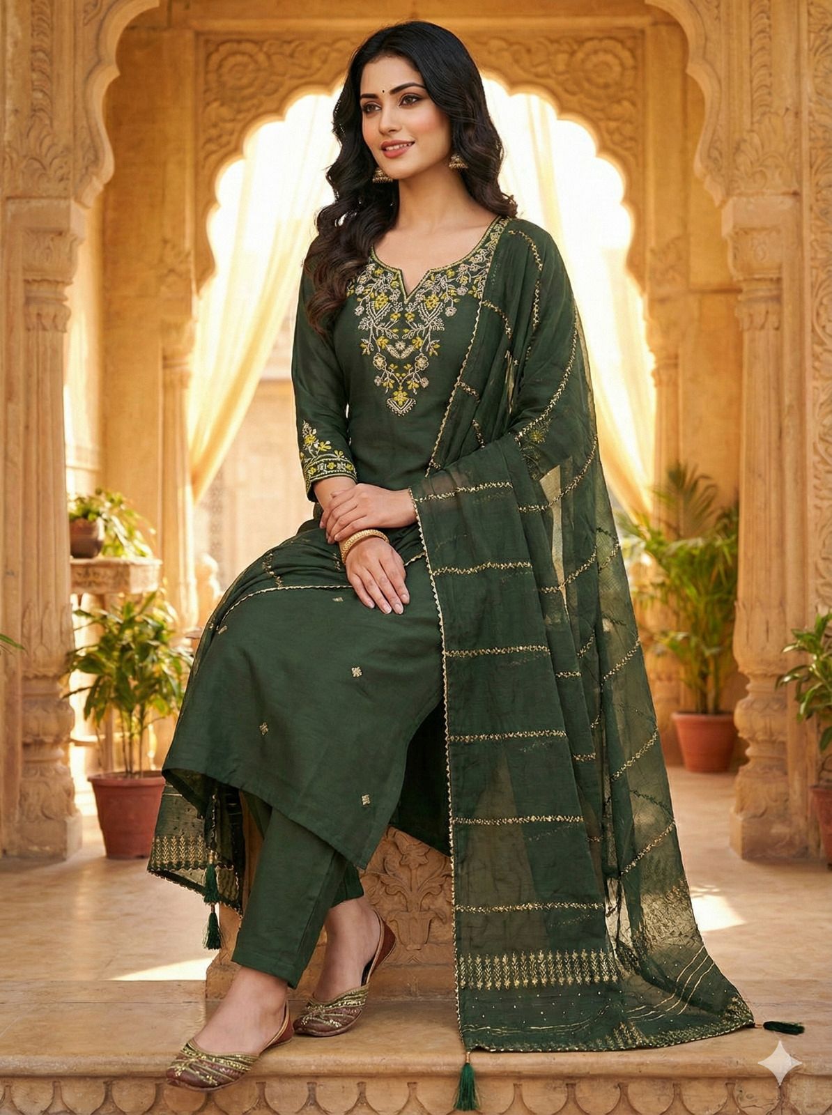 Kayatri New Elegant Roman Silk Suit Featuring Beautiful Embroidery and Sequins
