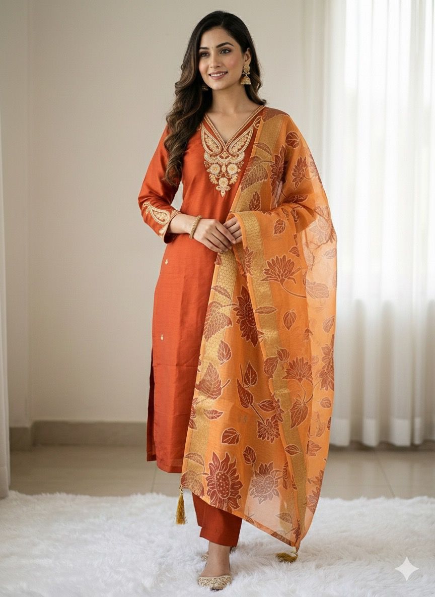 Kayatri New Graceful Roman Silk Suit with Embroidery & Digital Printed Heavy Dupatta