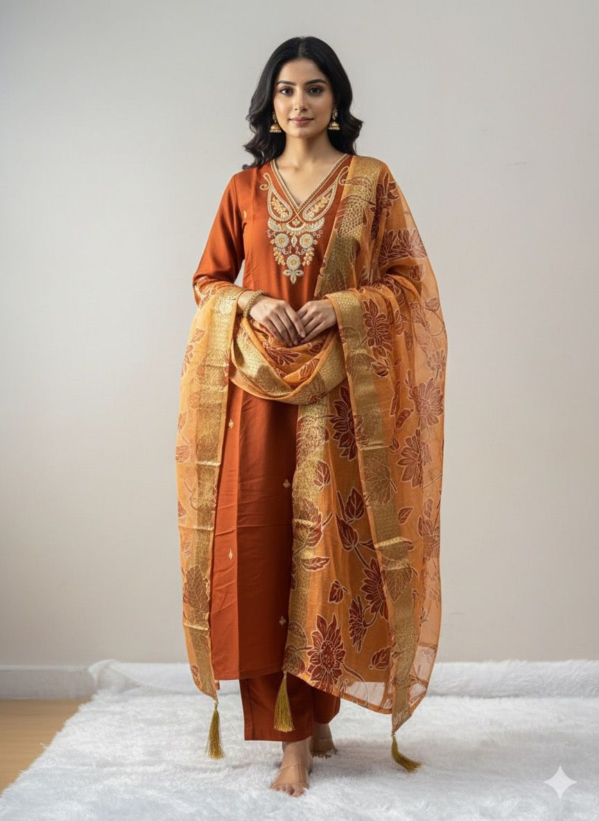 Kayatri New Graceful Roman Silk Suit with Embroidery & Digital Printed Heavy Dupatta