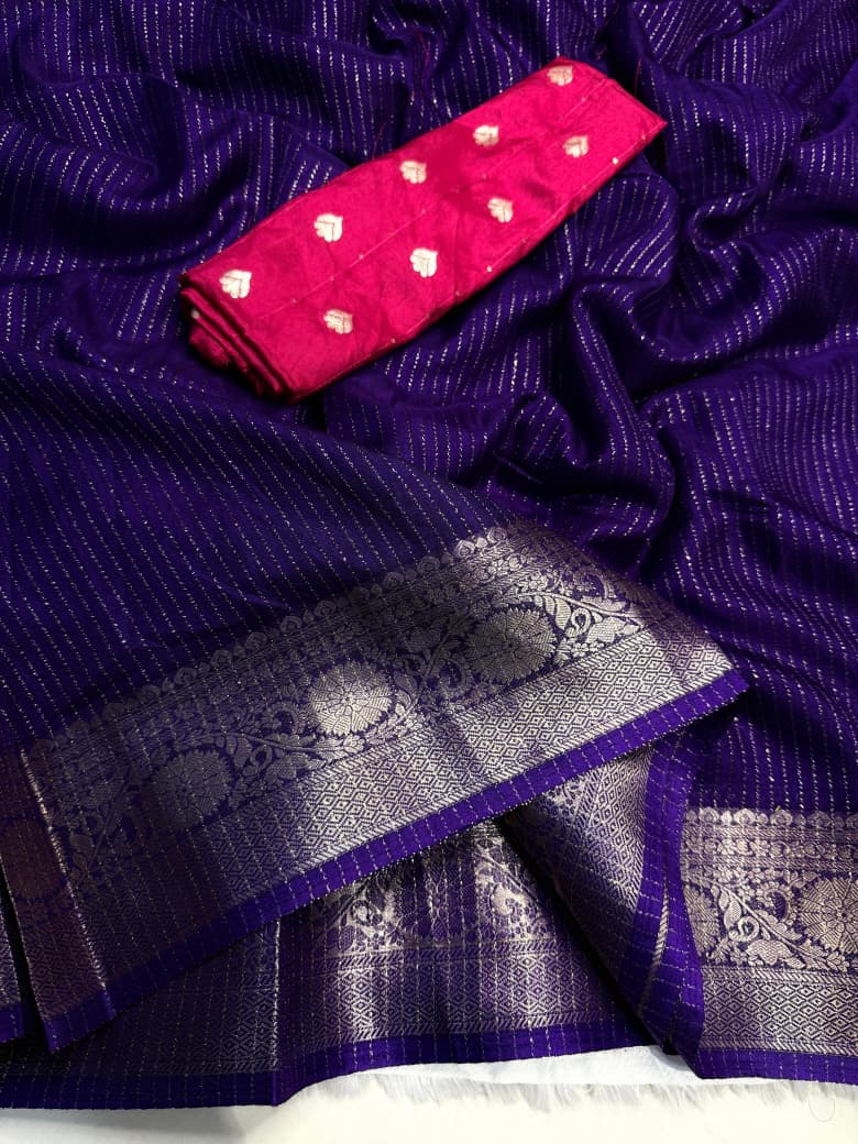 Kayatri New Traditional Pen Kalamkari Dola Silk Saree with Zari Hamsa Border