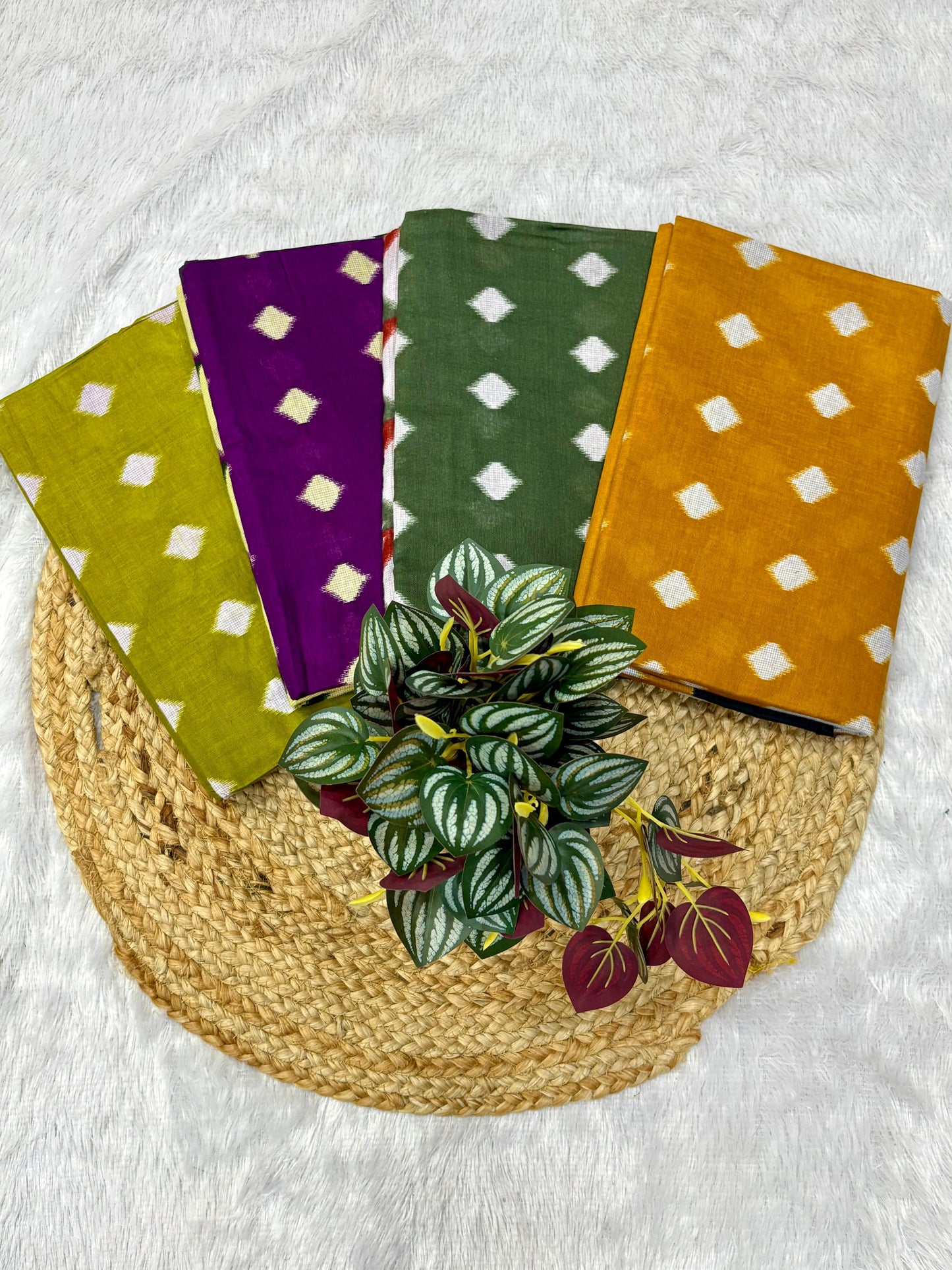 Kayatri New Soft Original Mulmul Cotton Saree with Ikkat Hand Block Craft & Blouse