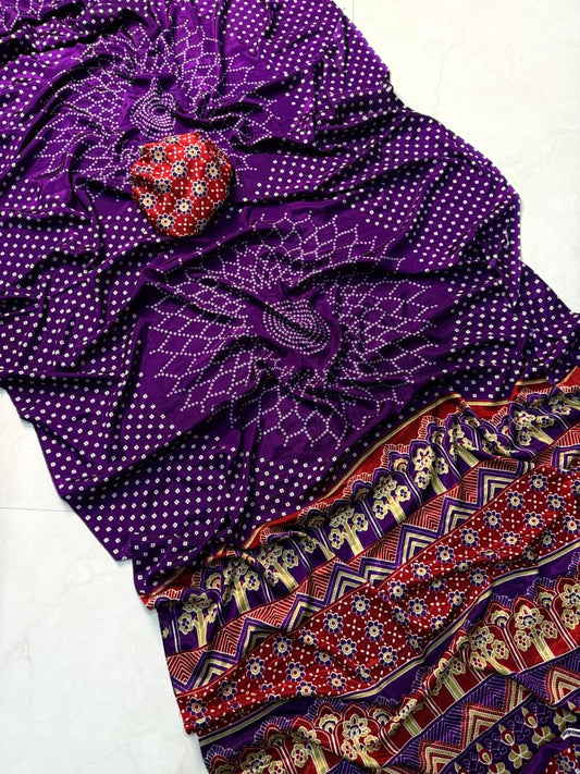 Kayatri New Premium Ajrakh Design Pure Crepe Gaji Silk Saree