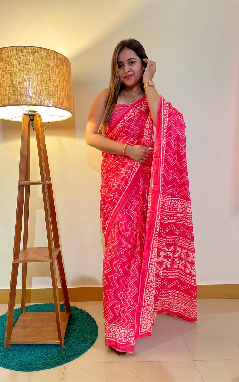 Kayatri New Premium Soft Pure Cotton Saree with Jaipur Block Print Design
