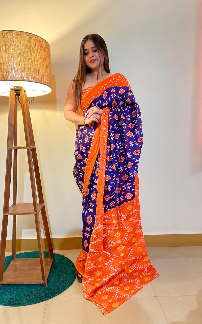 Kayatri New Premium Soft Pure Cotton Saree with Jaipur Block Print Design