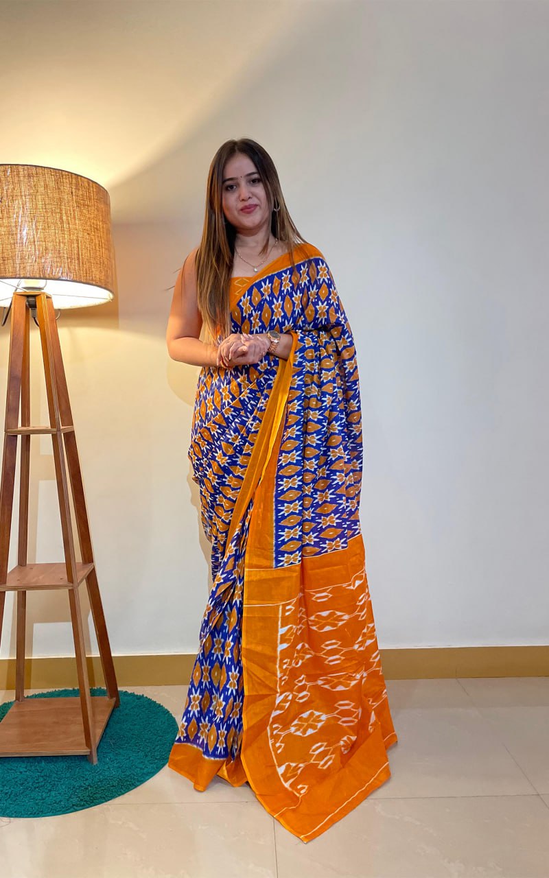 Kayatri New Premium Soft Pure Cotton Saree with Jaipur Block Print Design