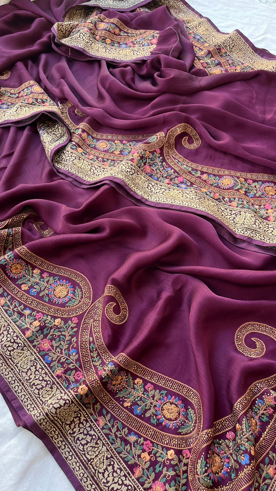 Kayatri New Synthetic Chinon With Embroidery Work Saree