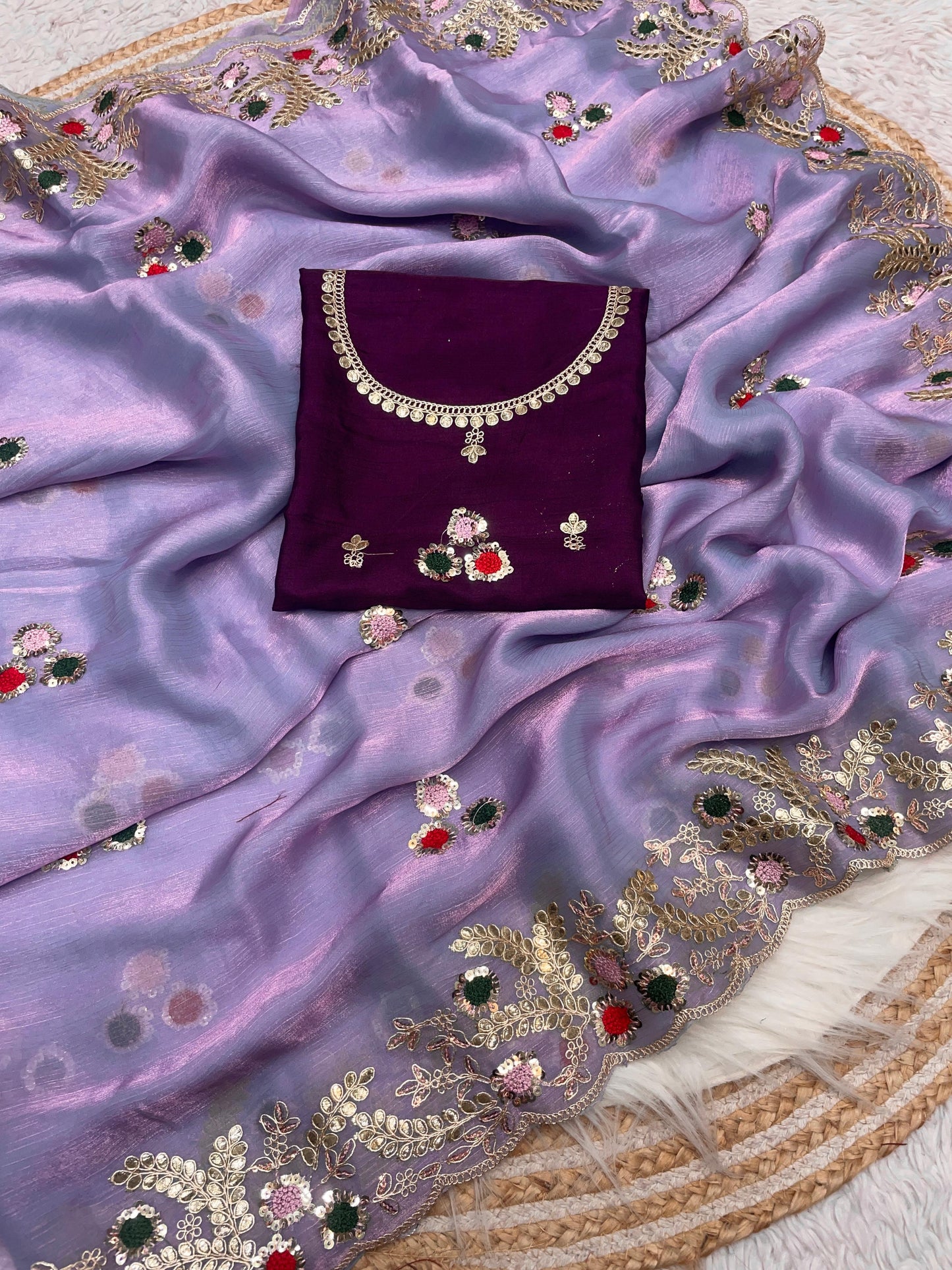 Kayatri Special Chiffon Fabric Sequence Work Saree