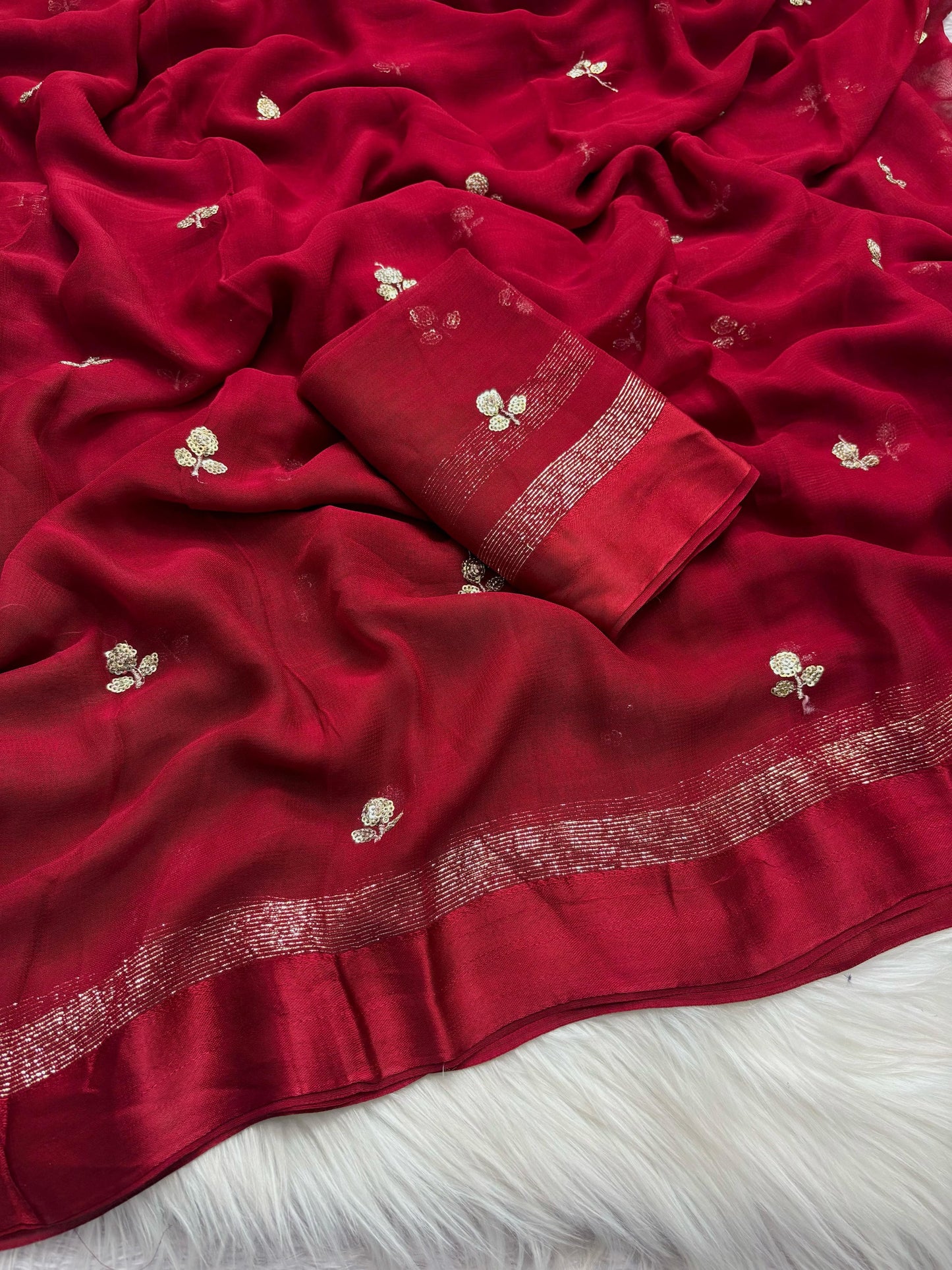 Kayatri New Viscose Georgette Satin Buta Saree