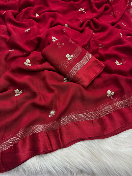 Kayatri New Viscose Georgette Satin Buta Saree