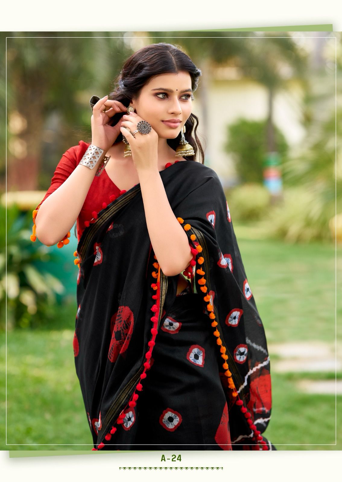 Kayatri New Soft Cotton With Pum Pum Border Saree
