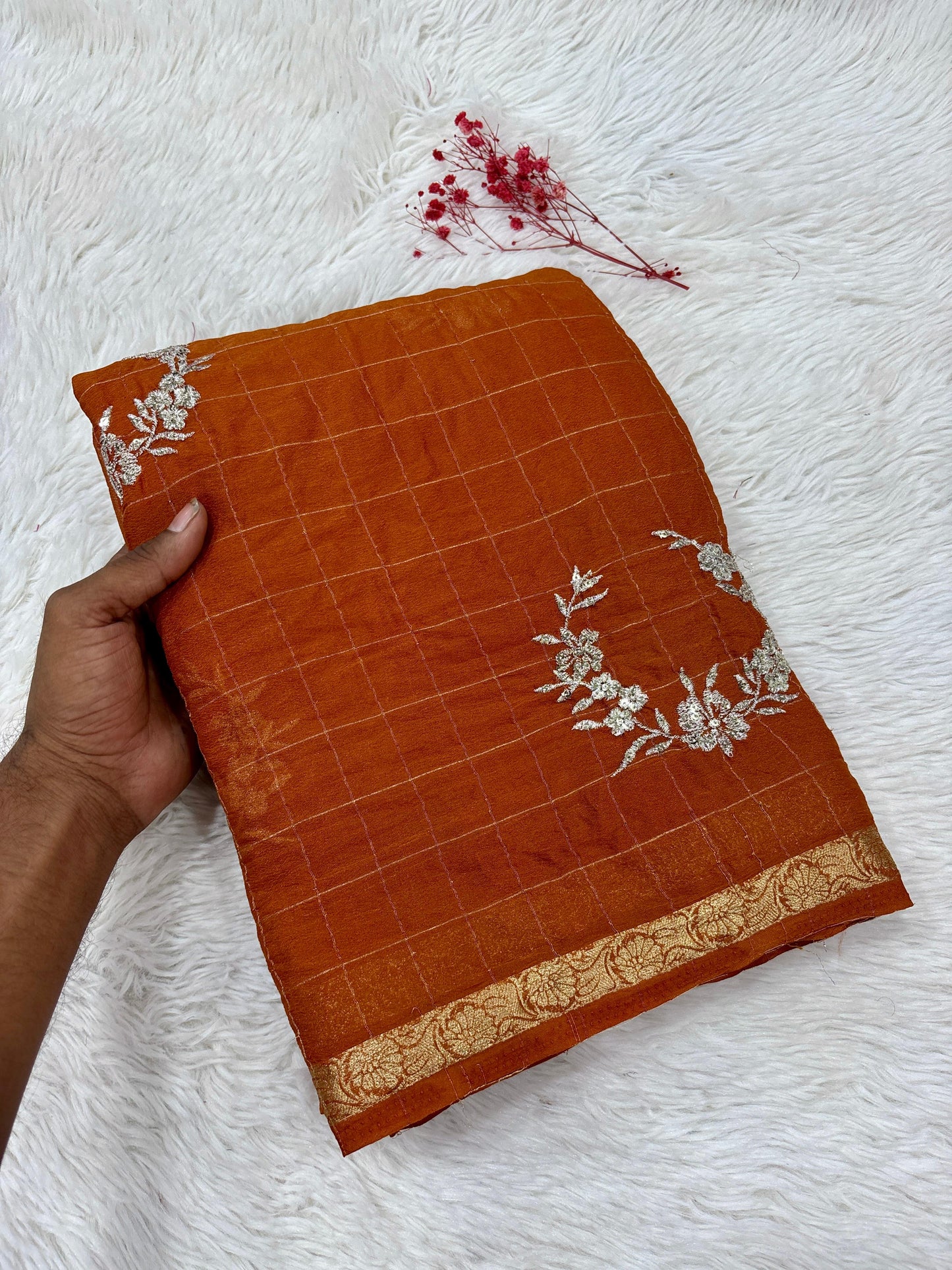 Kayatri New Pure Chinon Viscose Sequence Embroidary Work Saree