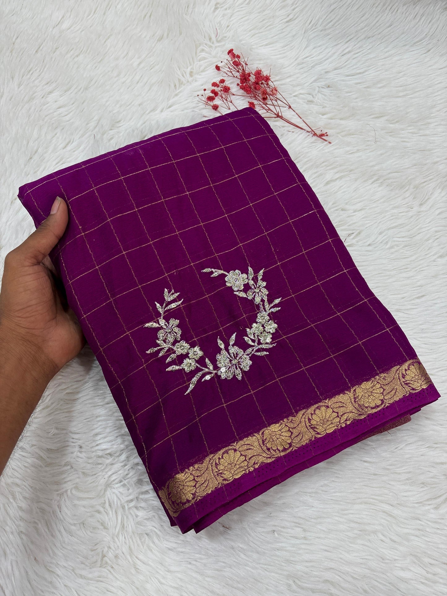 Kayatri New Pure Chinon Viscose Sequence Embroidary Work Saree