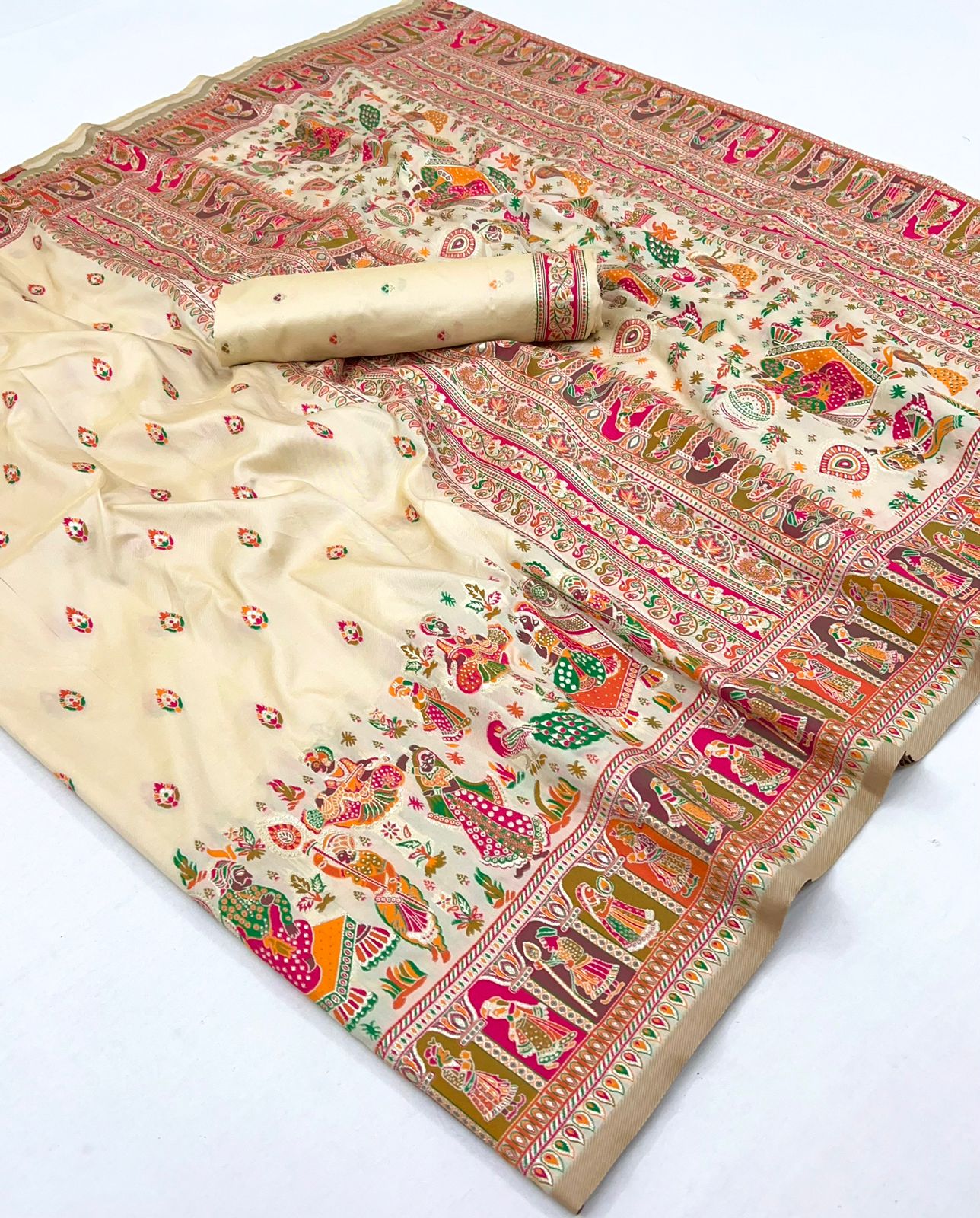 Kayatri New Pure Pashmina Silk Meenakari Weaving Saree