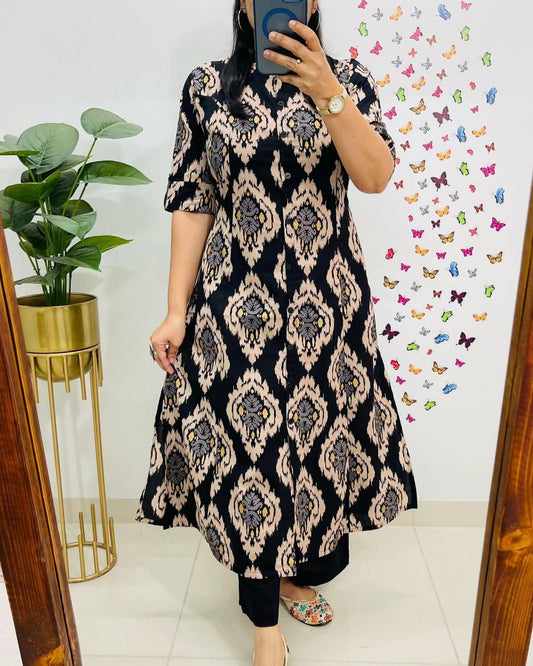 Kayatri New Designer Reyon Cotton Kurti Set