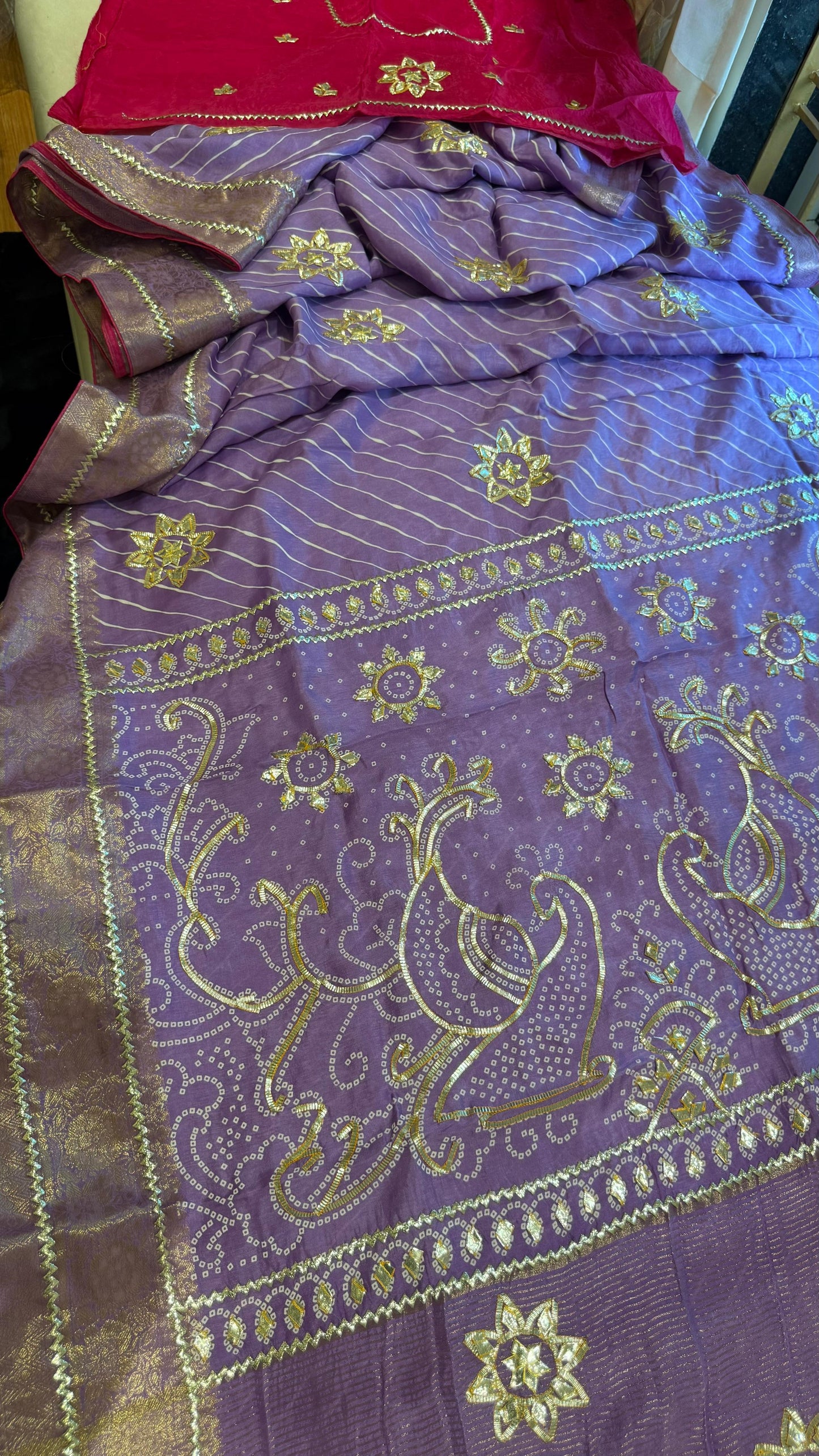 Kayatri New Pure Upada Silk Leheriya Style Saree