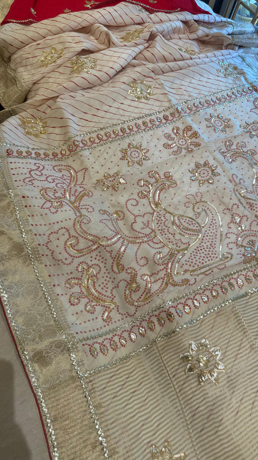Kayatri New Pure Upada Silk Leheriya Style Saree