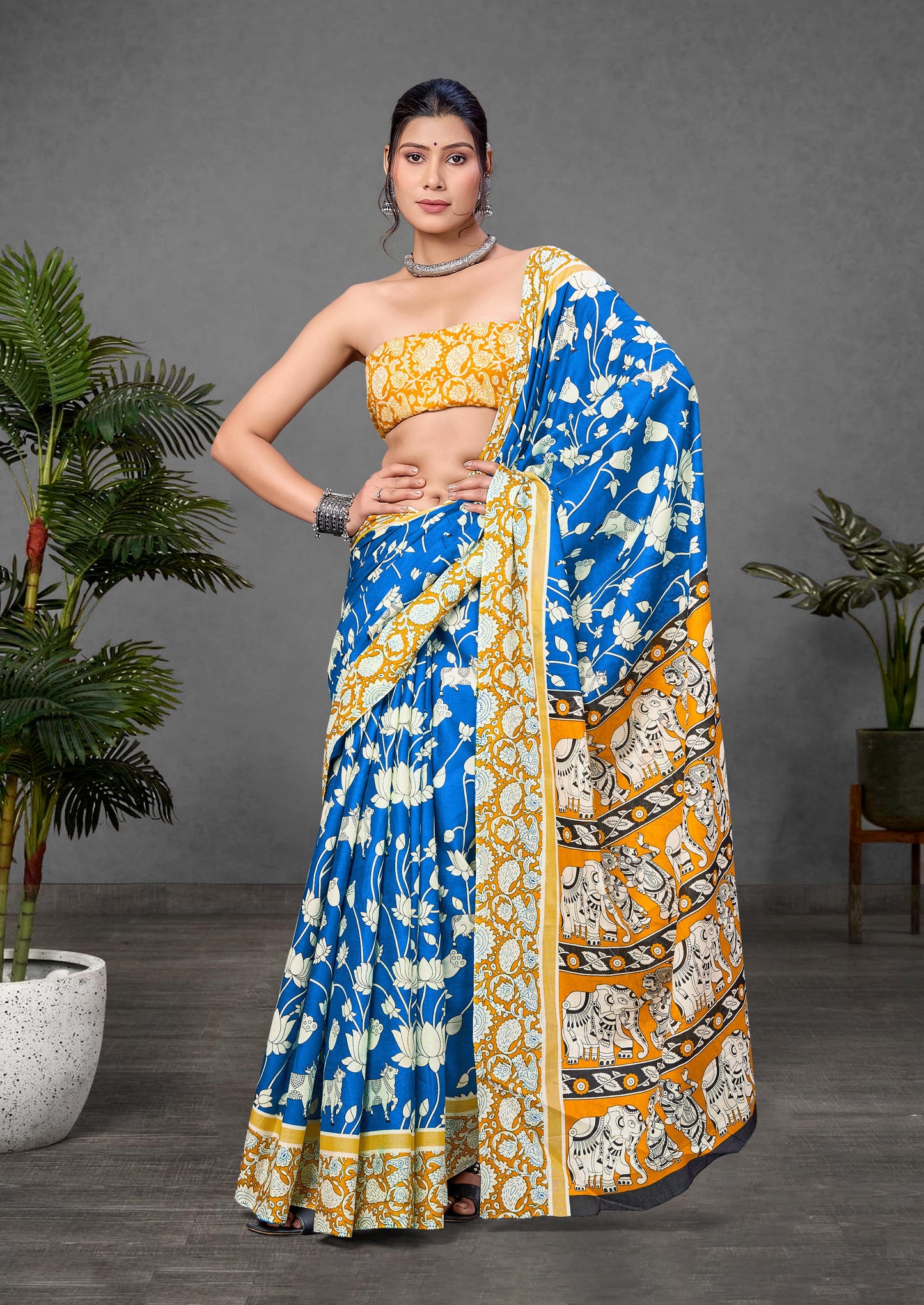 Kayatri New Pure Mulmul Cotton Ajrakh Print Saree