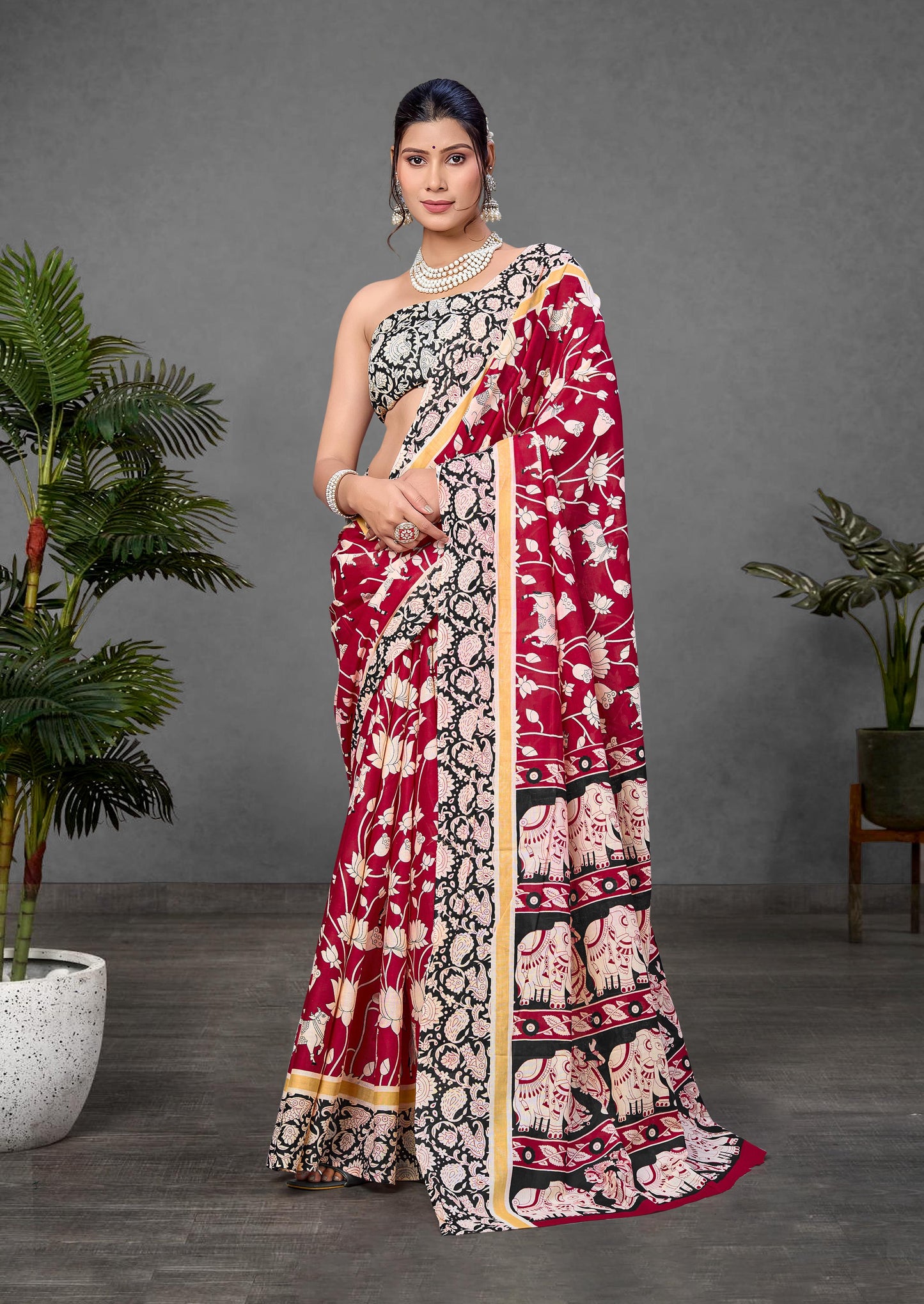 Kayatri New Pure Mulmul Cotton Ajrakh Print Saree
