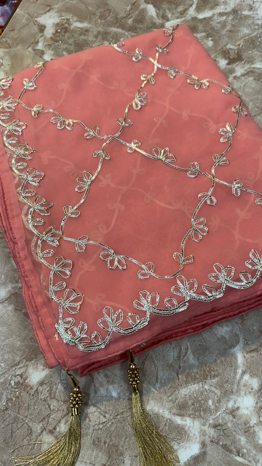 Kayatri New Fabric 60 grm Georgette With Beautiful Kaccha Gotta Patti Work Saree